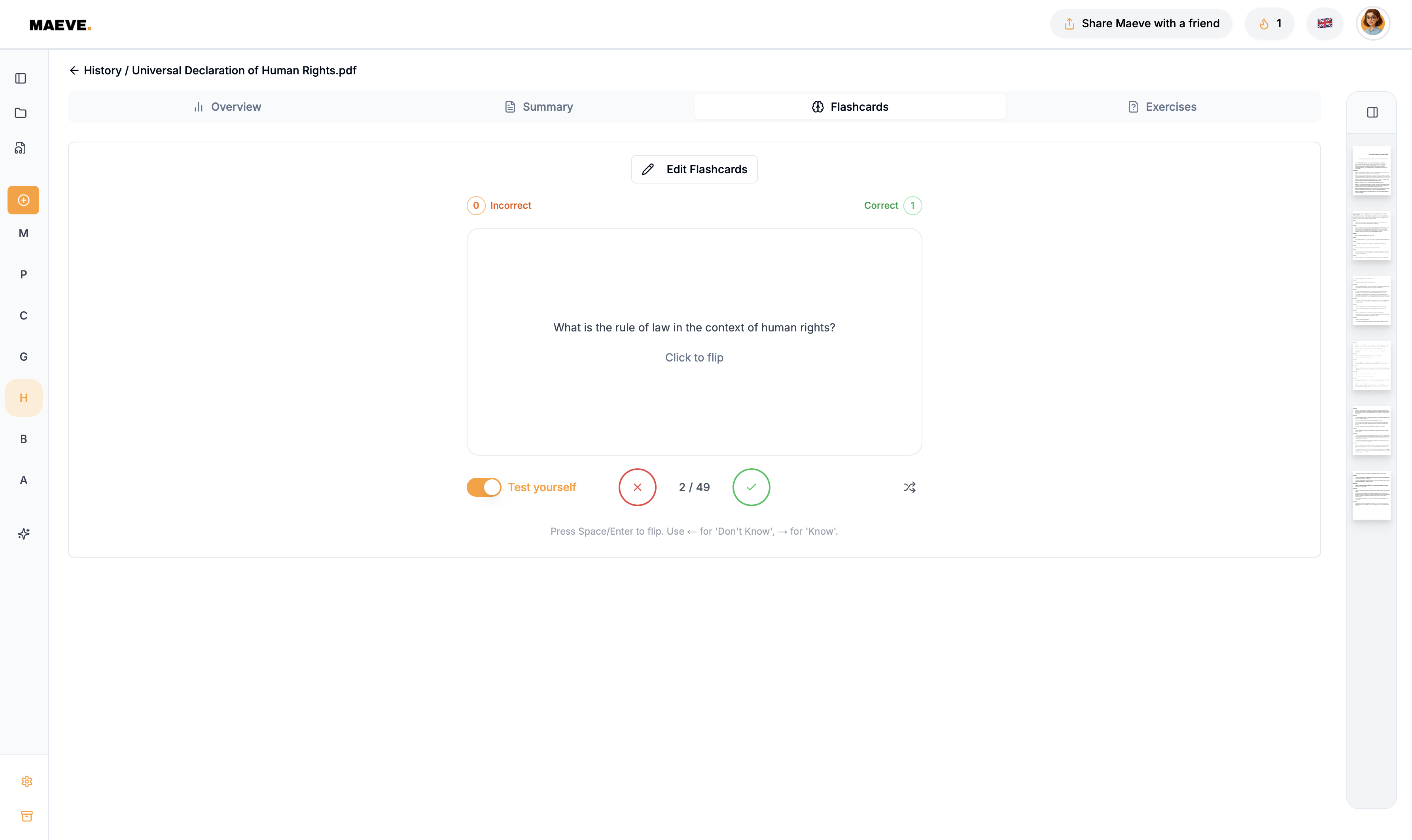Flashcard Feature Screenshot